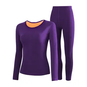 Thermal Underwear Set for Women Long Johns with Fleece Lined Long Sleeves Base Layer Set Top Bottom Fit Womenswear