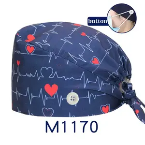[3-Pack] Premium Button Scrub Caps Set | Anti-Ear Pain Medical & Dental Caps with Inner Sweatband