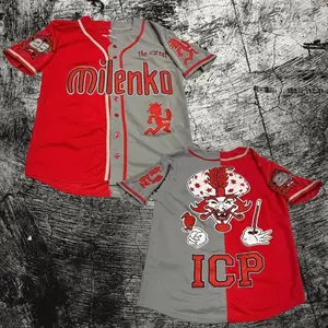 Split Colors Red Milenko Baseball Jersey, ICP Juggalo Jersey, Gift For Him, Gift For Her, For Any Season, Classic Styles