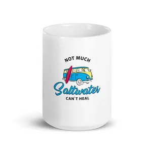 Retro Surfer Hippy Bus White Glossy Mug