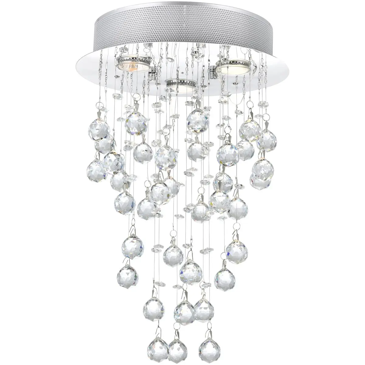 CWI Lighting Rain Drop 3 Light 12 inch Chrome Flush Mount Ceiling Light 6601C12C