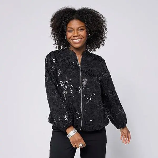 MarlaWynne WynneCollection Sequined Bomber Jacket MarlaWynne WynneCollection Sequined Bomber Jacket