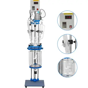 VEVOR Jacketed Reactor 5L Laboratory Glass Reactor, Jacketed Glass Reactor, Chemical Reaction Vessel, Lab Jacketed Reactor, Reaction Vessel Chemistry, With Digital Display, For Reaction Distillation