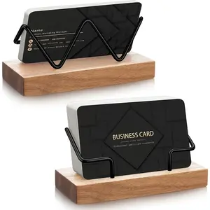 Elegant Wooden Business Card Holder, Durable Office Desk Accessory with Multiple Compartments, Perfect Father's Day Gift, Table Organizers