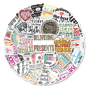 54pcs Labor & Delivery Nurse Stickers Pack, Waterproof Healthcare Worker Nurse Career Pride Decals for Laptop, Water Bottle, Journal & Scrapbook, Nurse Gift