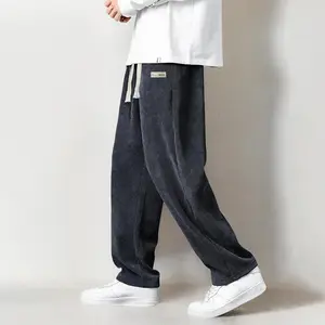Men's autumn and winter corduroy straight leg pants, trendy high street versatile casual loose long pants, men's style