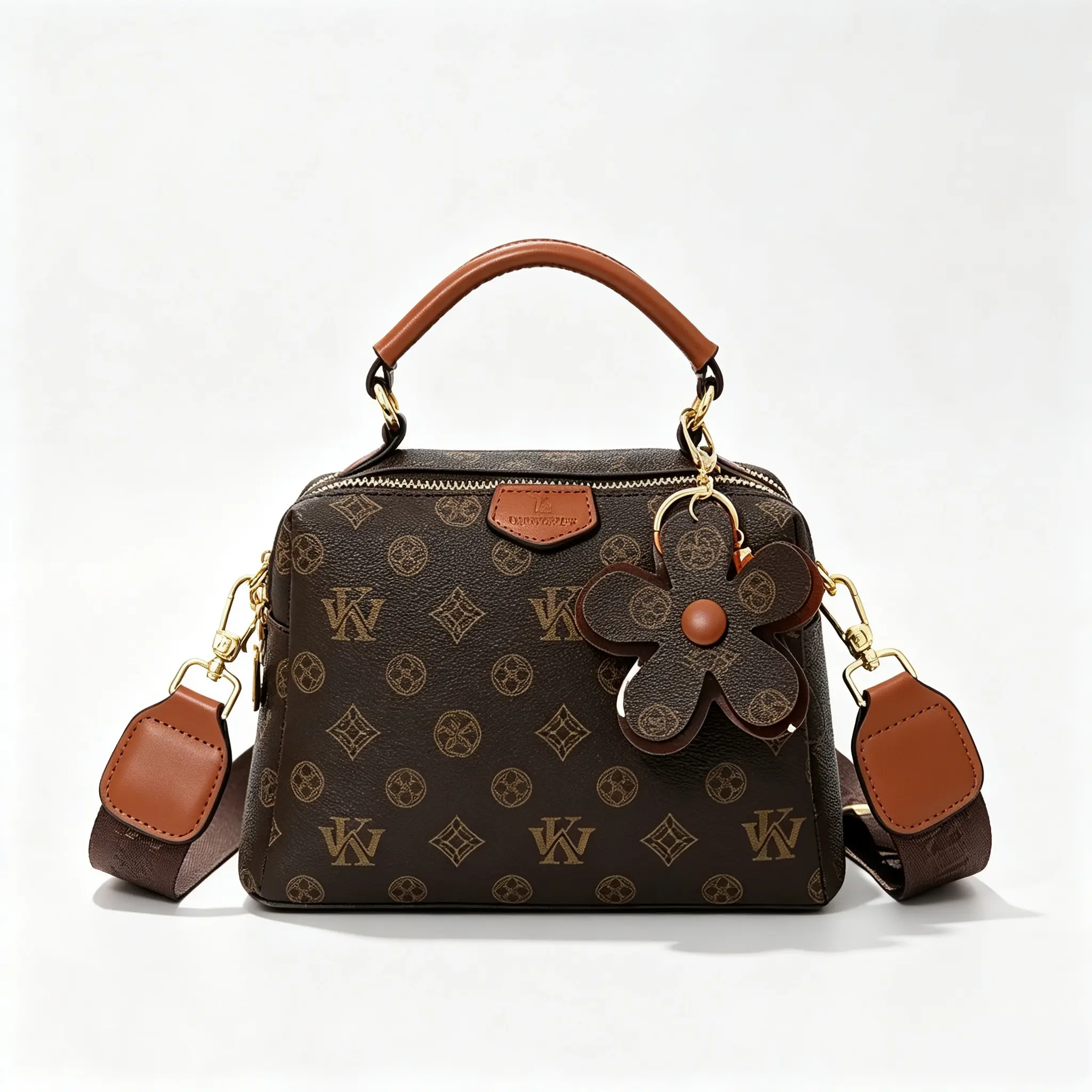 Fashionable Multi-pocket zippered crossbody bag, stylish retro print shoulder/crossbody bag, classic Boston pillow bag, multifunctional shoulder/crossbody bag with adjustable strap, structured commuter everyday bag,