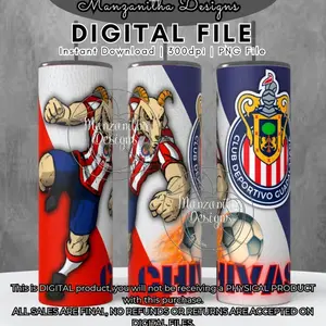 Chivas de Guadalajara Sublimation Tumbler Full Wrap | 20 oz Straight Tumbler Wrap | New | Trending | Best Sellers | Futbol | Soccer | FC 2