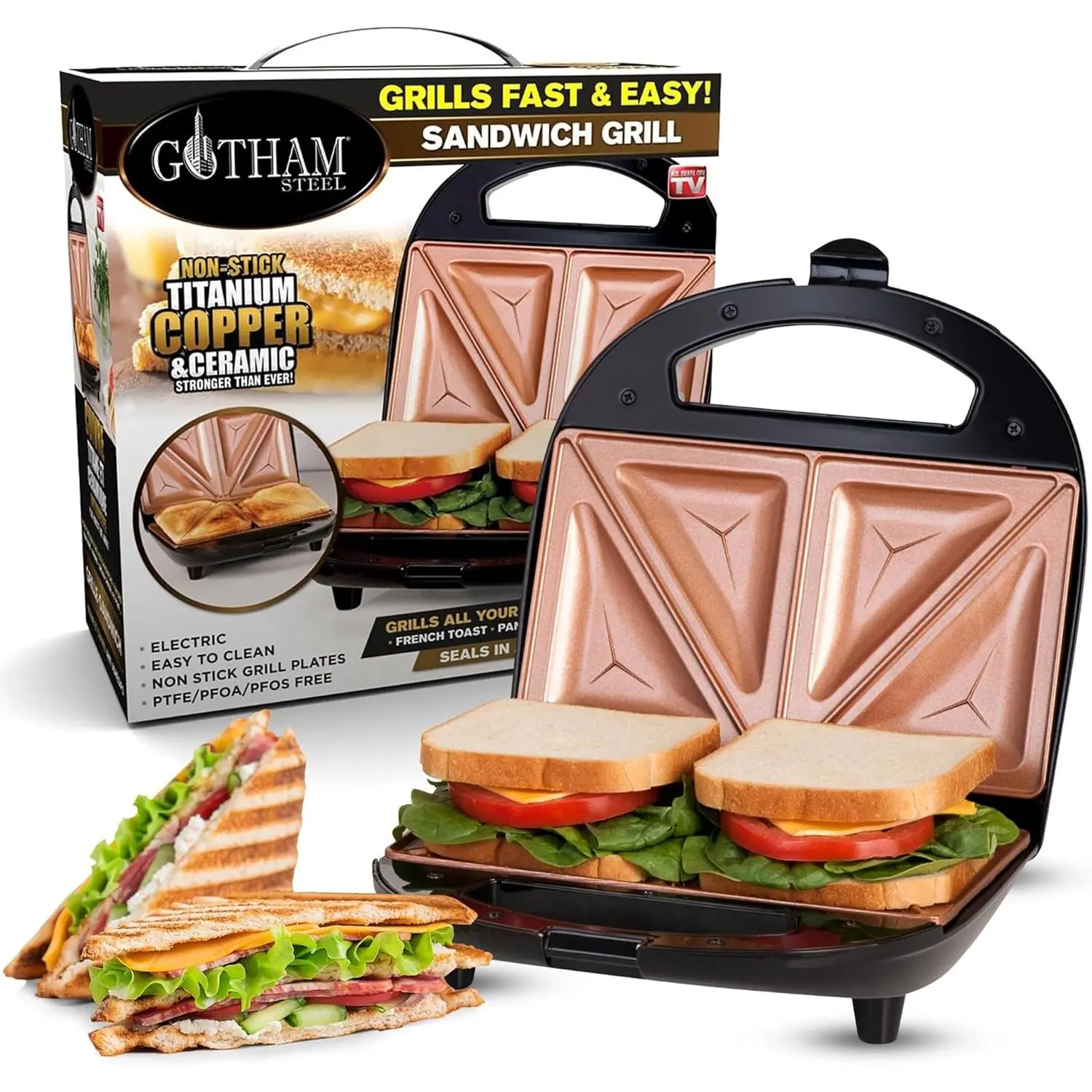 Nonstick Panini Press Sandwich Maker, 2in1 Breakfast Sandwich Maker Grill / Sandwich Press Grill with Indicator Light, Grilled Cheese Maker Makes 2 Sandwiches with Easy Cut Edges