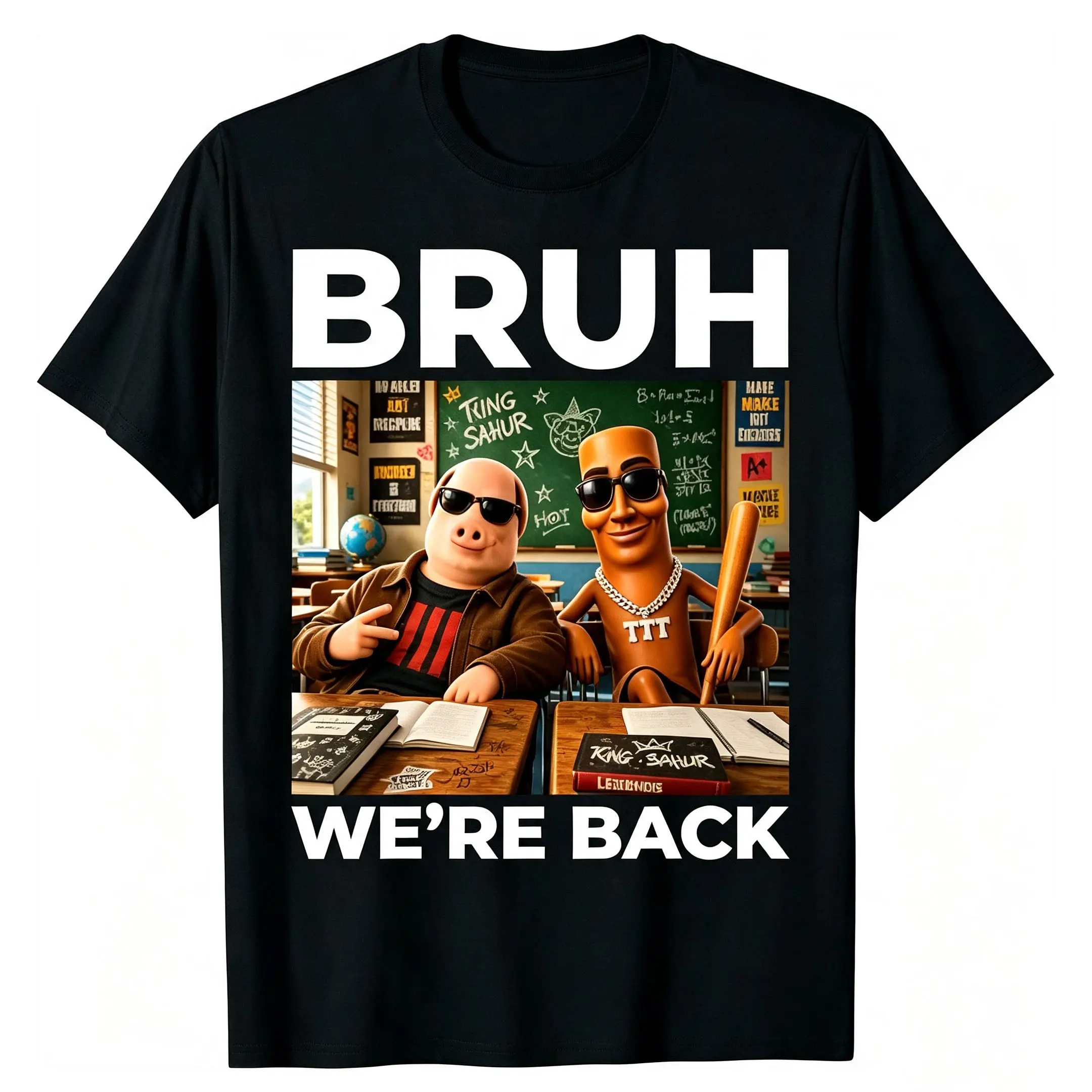 Brainrot Class Room Triple T Sahur John Pork School Meme T-Shirt summer graphic tees