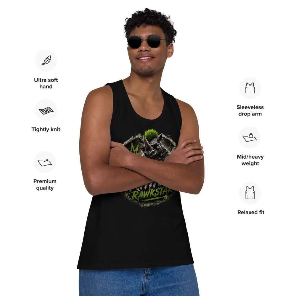 Men's Rhino Rawkstar Emblem Tank Top - Smooth Athletic Cotton Fabric Menswear Undershirt