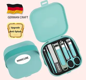 8Pcs Anti-Splash Manicure Set Oblique Ingrown Nail Clipper, High-Grade Thick Hard Manicure Clipper, Cutics Foot Callus Remover Handy Lightweight Gift Case clipper wide jaw
