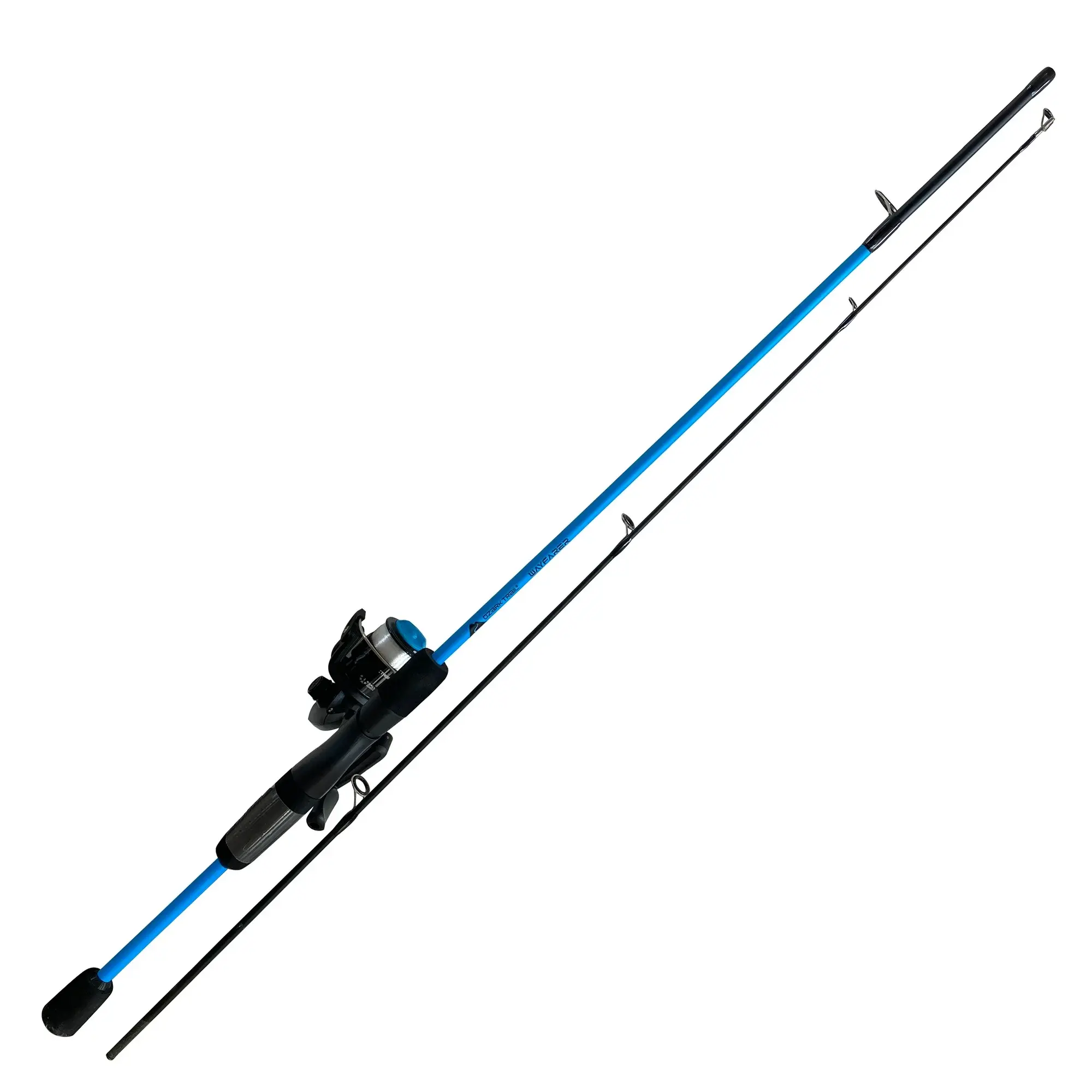 Wayfarer Spinning Fishing Rod and Reel Combo, Blue, Includes Spinning and Reeling Mechanism, Black Finish