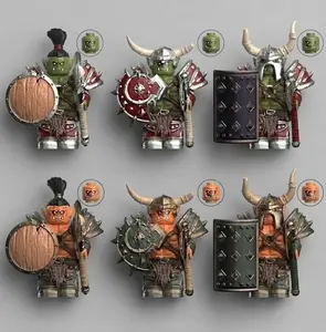 6PCS Orc Warrior Minifigures Building Blocks Toy Set, Fantasy Medieval Orcs Figures MOC Bricks, Birthday Gift for Kids and Adults Fans