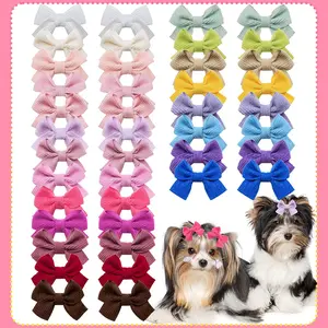 10/20pcs Dog Hair Bows, Cute Pet Grooming Bows with Clips, Small Dog Hair Accessories for Puppy Cat, Multicolor Dog Bows for Yorkie Shih Tzu Maltese