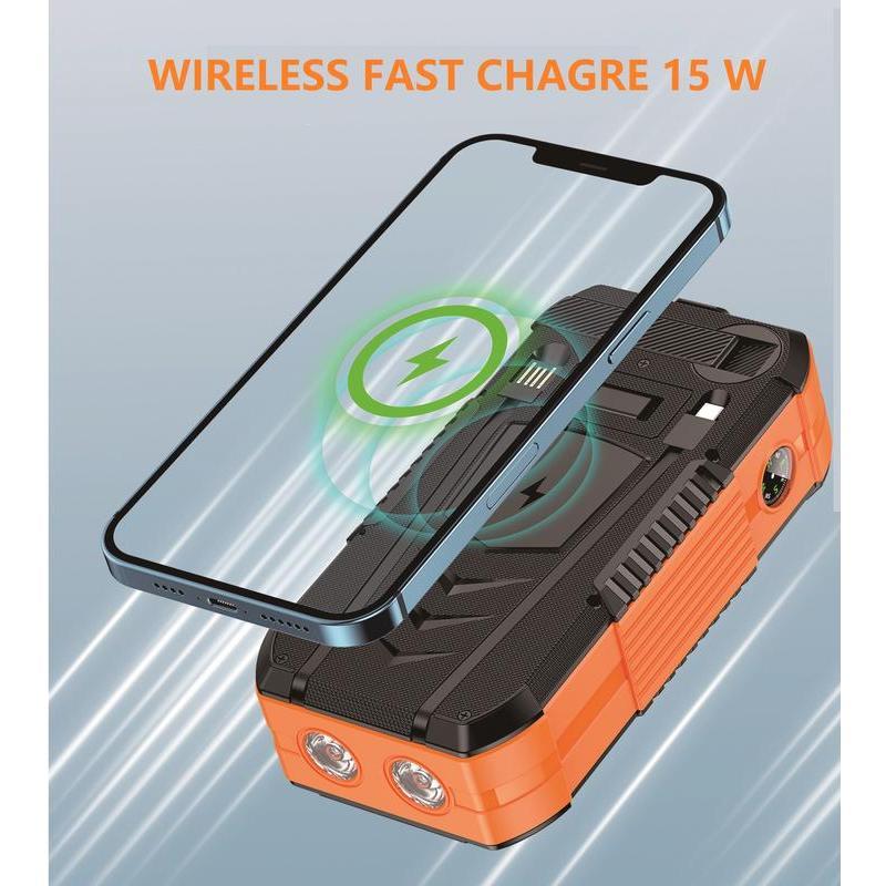 65800 mAh Wireless Fast  Hand Crank  Solar Power Bank,15W Fast  for All Mobile Devices,4 Output With Compass,Flashlights,LED lights,Large Capacity Outdoor Camping Phone Smartphone Accessories Charging Chargeable