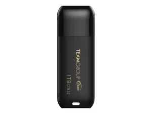 TEAMGROUP C175 1TB USB 3.2 Gen 1 Flash Drive Rounded Streamlined Unibody Design Black Pearl Seamless Construction Matte and Glossy Finish, Speed Up to 100MB/s (TC17531TBB01)