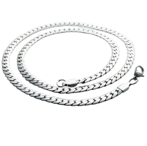 Silver Tone Cuban Link Chain Necklace for Men and Women – Stainless Steel Flat Curb Chain, Classic Unisex Jewelry Embossed Non-Tarnish Waterproof