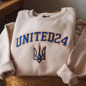 Embroidered united24 ukraine sweatshirt, support Ukraine, Gildan Unisex, Premium Quality Cotton, Vintage Fashion, Classic Styles