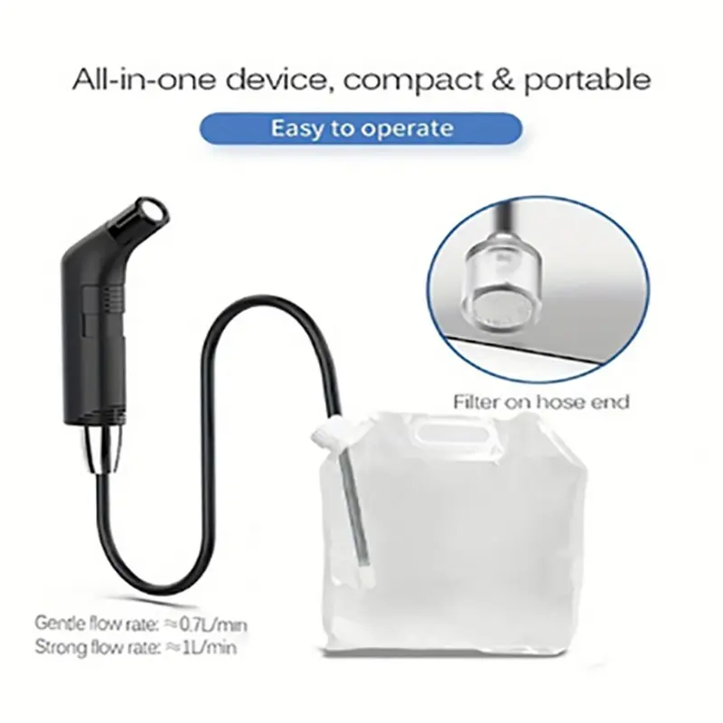 Portable Spray Gun Set, 2-Stage Pressure Handheld Electric Sprayer, Waterproof Rechargeable Travel Sprayer with Water Bag, 16oz Foldable Water Bag, Hose Sprayer, Hose Nozzle Sprayer