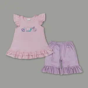 Kids Girls Insect Embroidery Summer Outfit Set | Cute Bug Clothing 2Pc Shorts Set for Toddler