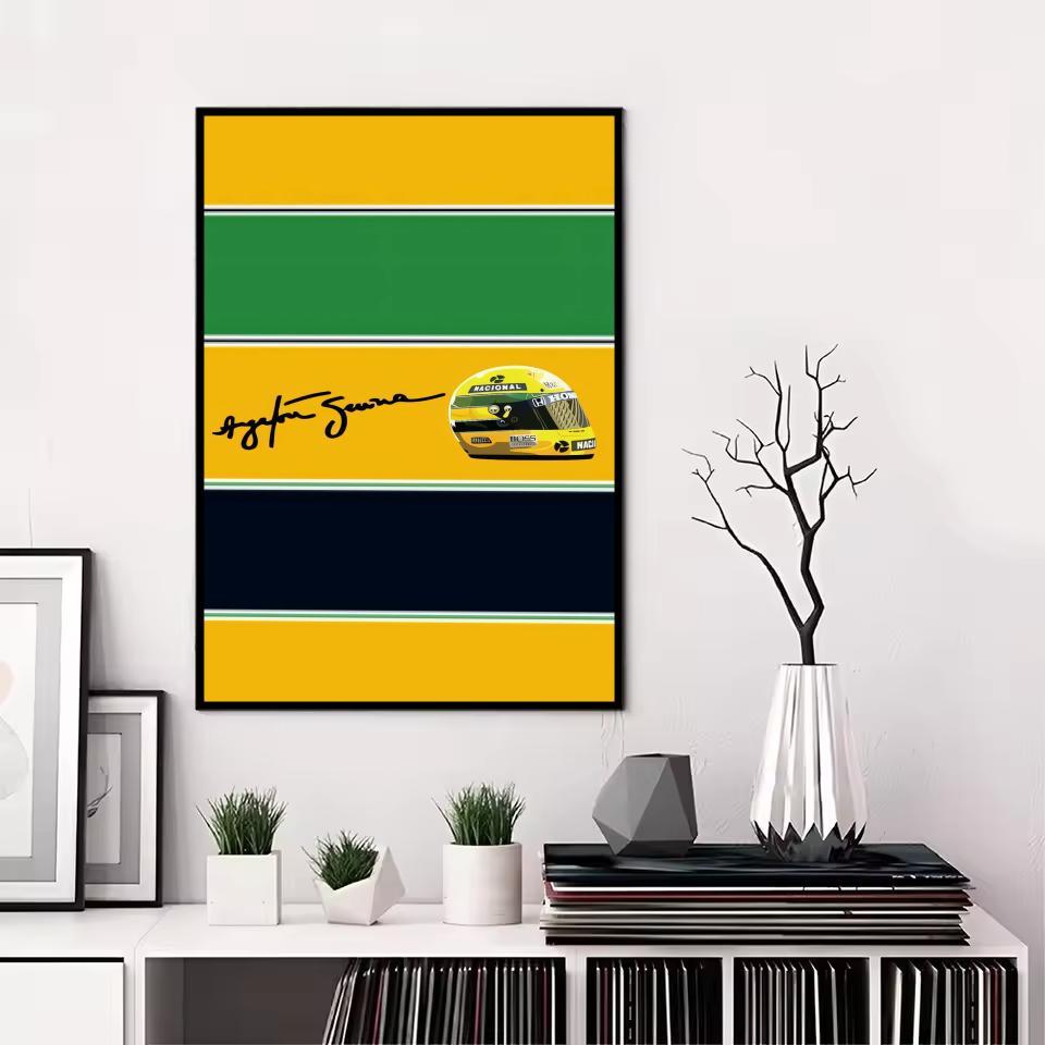 F1 A-Ayrton Senna Painting Calligraphy Canvas Poster: Crease Free Waterproof Durable All Space Wall Decor