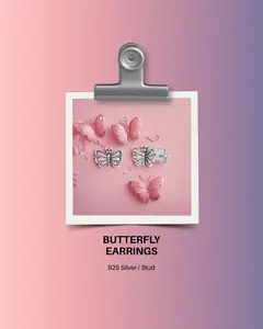 925 Sterling Silver Butterfly Stud Earrings | Dainty Animal Earrings