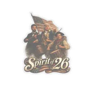 Spirit of '76 sticker | Revolutionary drummers, American flag kiss-cut sticker