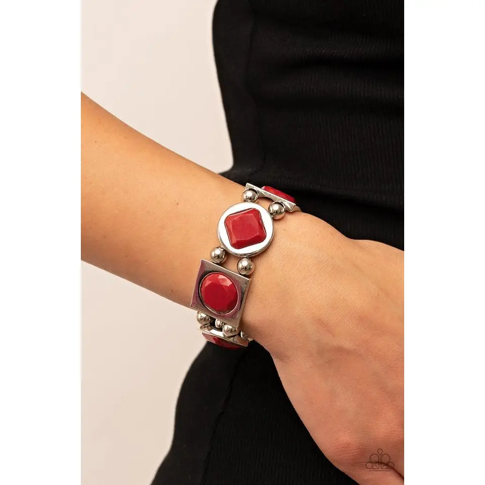 Paparazzi Asymmetrical A-Lister Red Bracelet