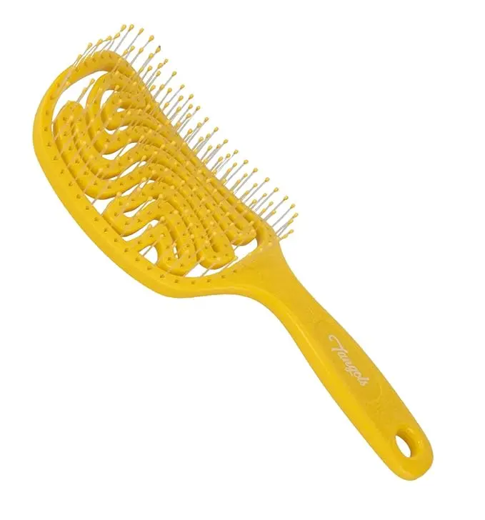 Tangols Gentle Detangler Hair Brush | Yellow, Eco-Friendly, Double-Curved Design, Ultra-Soft Bristles for All Hair Types