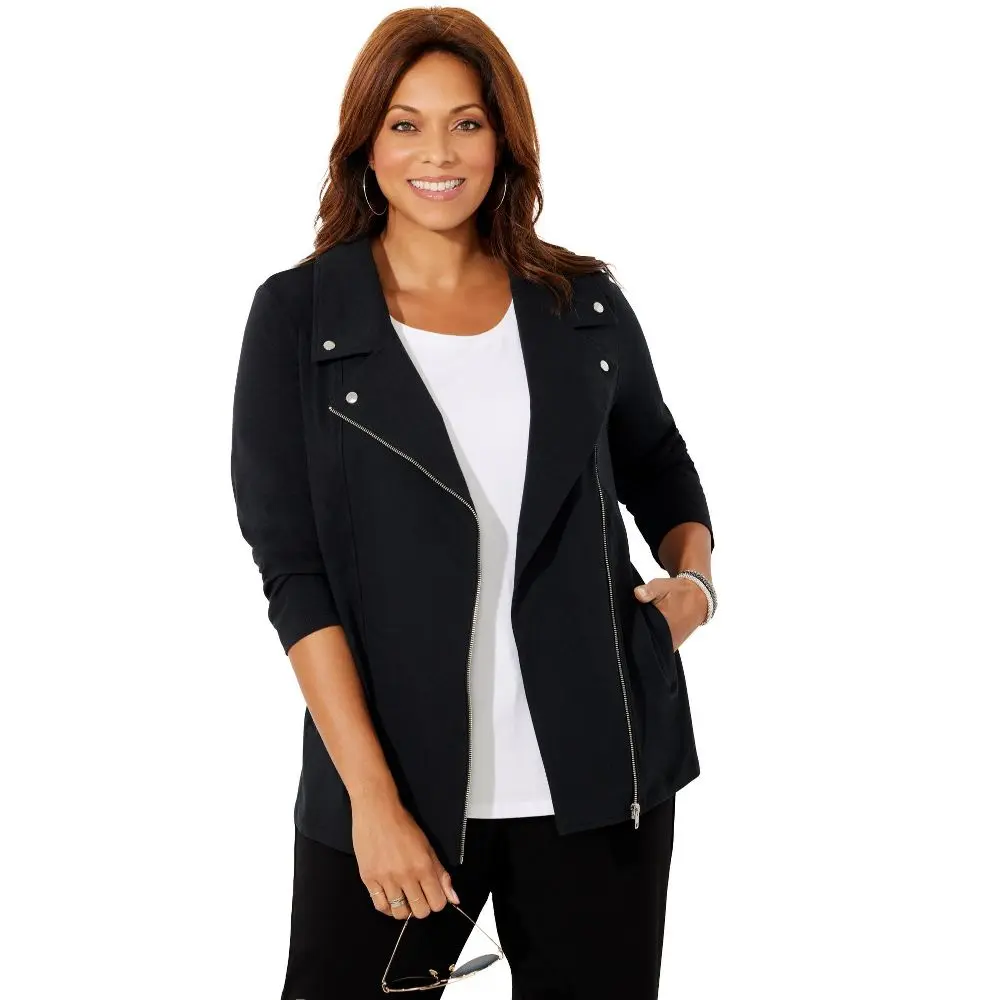 Catherines Suprema Studio Moto Jacket - 0X Black