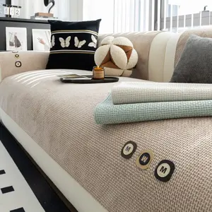 Solid Color Sofa Cushion Cover, 1 Count Modern Simple Sofa Cover, Dustproof Sofa Protector for Home Living Room Bedroom Hotel Dormitory