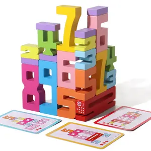 Wooden Number Building Block (1 Box), Creative Montessori Stacking Toys, Early Educational Toy for Children, Perfect Valentine's Day Gift
