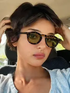 Women's Round Frame Sunglasses, Lightweight PC Material, Fashion Colored Lenses, Casual All-Season Wear, Perfect for Daily Outdoors, Trendy Casual Sunglasses