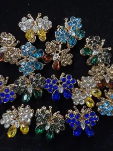 186 5PCS Sparkly Butterfly Charm Beads Set | Mixed Color Crystal Beads for DIY Pens & Phone Charms