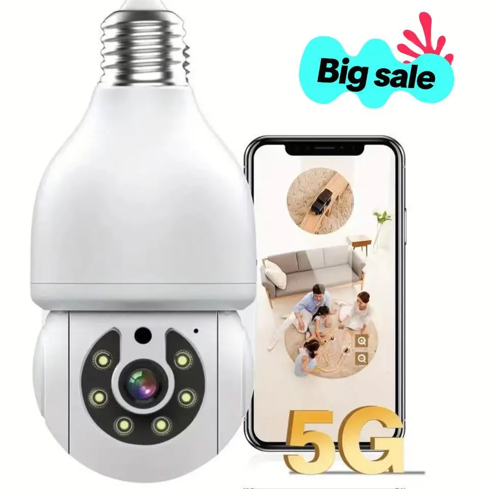 Light Bulb Security Camera, 360° WiFi Home Wireless Outdoor/Indoor, 2K Full Color Night Vision, Motion Tracking, Audible Alarm, Easy Installation IP C