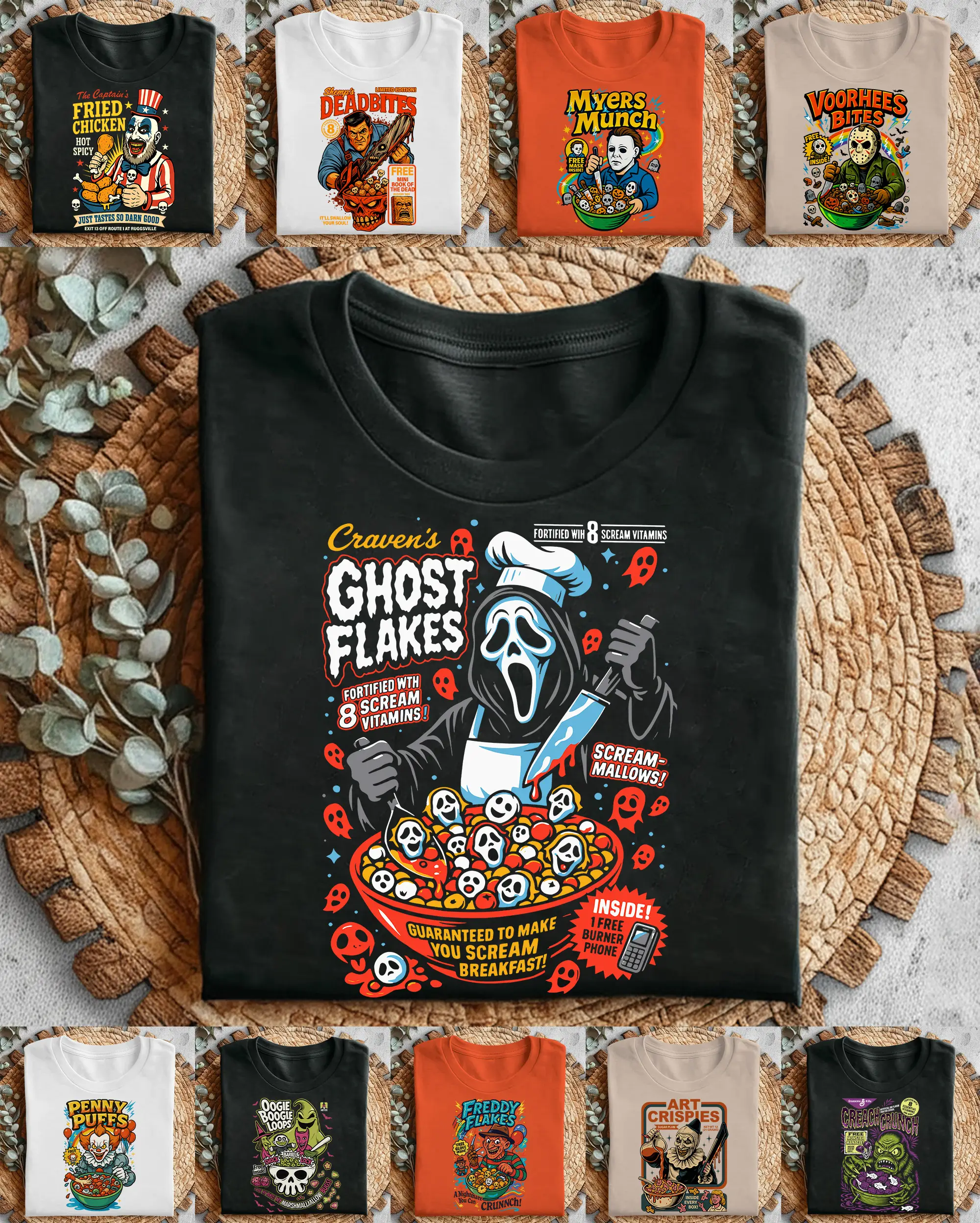 Halloween Horror Cereal Shirt, Horror Characters Tee, Halloween Movie Tee, Spooky Season