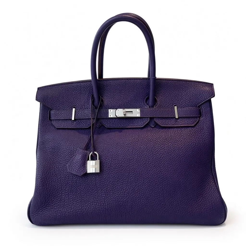 Pre-owned HERMÈS Leather Tote Bags CALUXB Hermes Birkin 35 Purple Togo PHW Square N