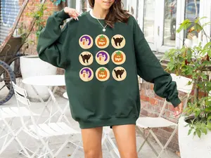 Halloween Sugar Cookies Sweatshirt, Black Cat Pumpkin Boo Ghost Shirt, Halloween Cookies Sweater, Black Cat Halloween Shirt, Pumpkin Face Halloween Shirt, Fall Halloween Gift Shirt