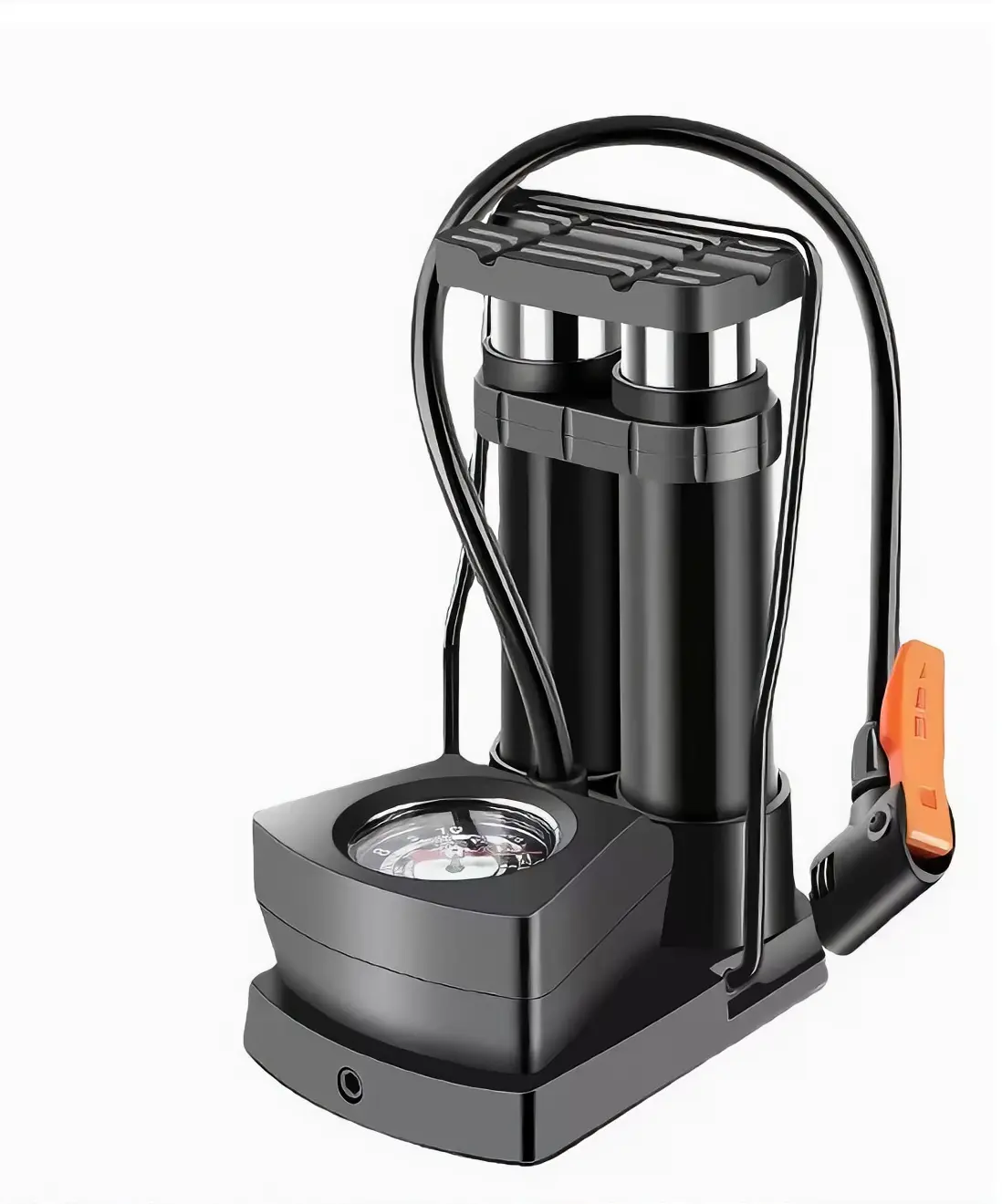 Twin Cylinder Foot Air Pump, Portable High-Pressure Foot Operated Inflator for Bicycles, Motorcycles, Sports Balls, Inflatable Beds, Pool Floats and Swimming Rings