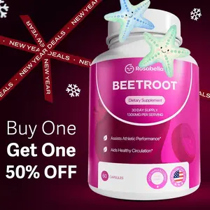 2x Rosabella Organic Beet Root Capsules - 1300mg Beet Root Powder Aids Healthy Circulation & Vitality, Non-GMO, Beet Root Supplement - 60 Capsules, 30-Day Supply
