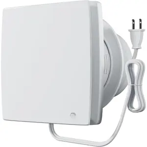 4 Inch Wall Mount Bathroom Exhaust Fan, 56 CFM Plug in Wall Exhaust Fan, Quiet Bathroom Window Fan with Backdraft Damper for Kitchen, Garage, Office, Grow Tent, 12W, White (No Timer)