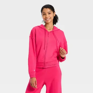 Women's French Terry Full Zip Hoodie Sweatshirt - JoyLab Red XXS