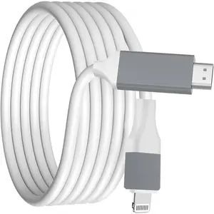 [Apple MFi Certified] HDMI Cable for iPhone to TV, Lighting to HDMI Adapter Connector Compatible with iPhone14, 13, 12, 11 & YouTube TV Output with 1080P HD Display-NO Need Power Supply (6.6FT, White)