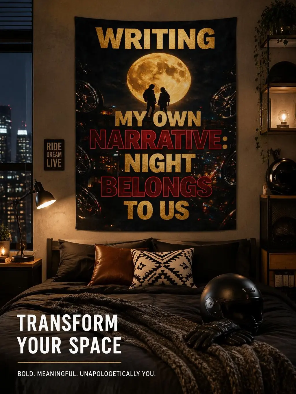 Vertical Print Wall Tapestry - Bold Statement Home Decor Hanging, Streetwear Aesthetic Backdrop for College Dorms, Back to School Banner Flag