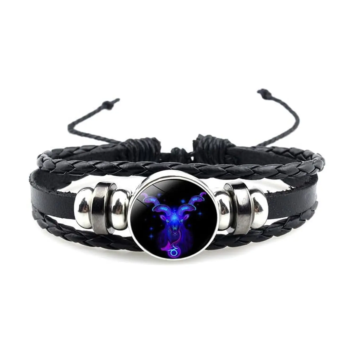 12 Constellation Woven Leather Bracelets, Minimal Zodiac Unisex Wristband, Stackable Daily Wear Jewelry, Nice Birthday Present for Partners & Friends