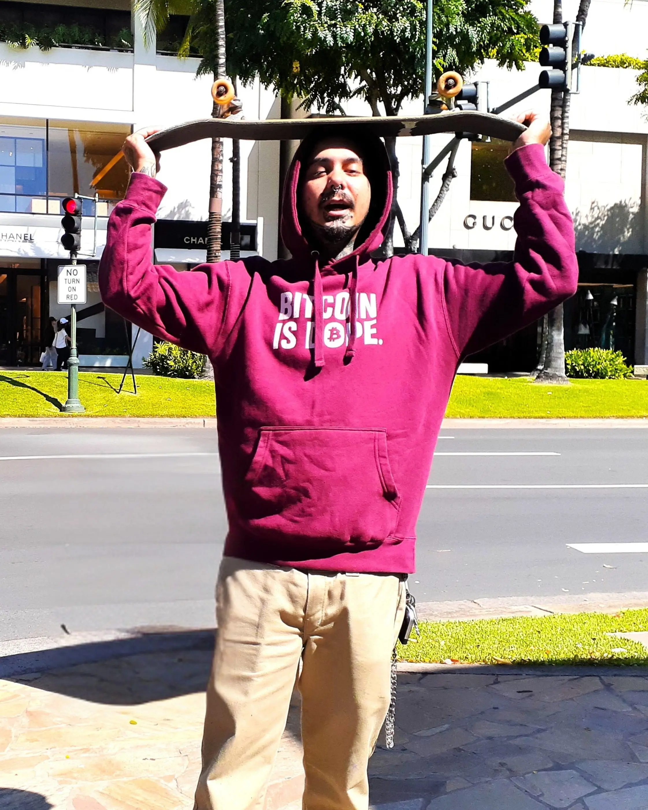 BITCOIN IS DOPE Premium Hoodie - FREED₿M Burgundy Edition