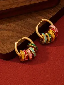 Fashion Retro All-Season Earrings, Hoop Shape Stackable Earrings, Plain Alloy Chain, Casual Style, Detachable Studs, Geometric Colorful Copper Ear Cuffs