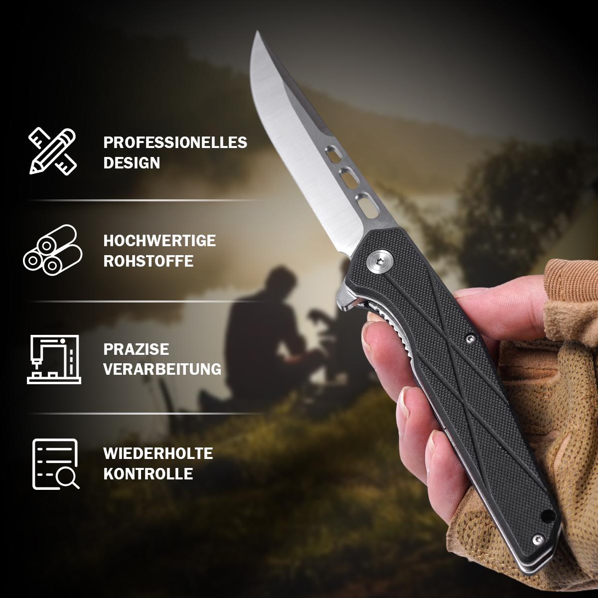 Slim EDC Folding Pocket Knife with G10 Handle, Outdoor Survival Tool for Camping Hiking