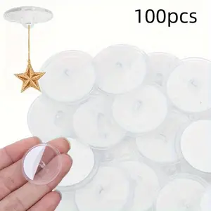 100 Mini Transparent Ceiling Hooks, Easy Install Self-Adhesive No Trace, Ideal for DIY Decor, Parties, Christmas Flags